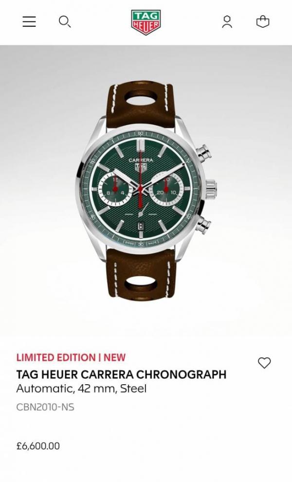 TAG Heuuer Carrera Chronograph x Festival of Speed  brown and green
