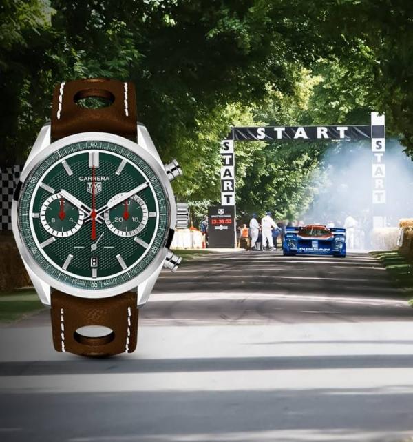 TAG Heuuer Carrera Chronograph x Festival of Speed  brown and green