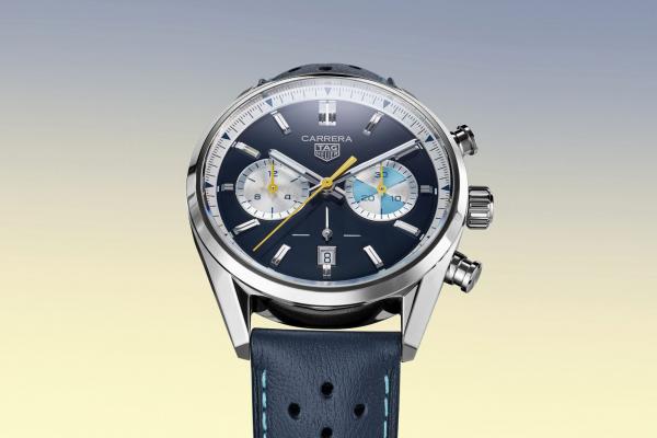 TAG Heuuer Carrera Chronograph blue brown and white