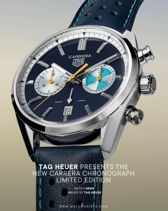 TAG Heuuer Carrera Chronograph blue brown and white