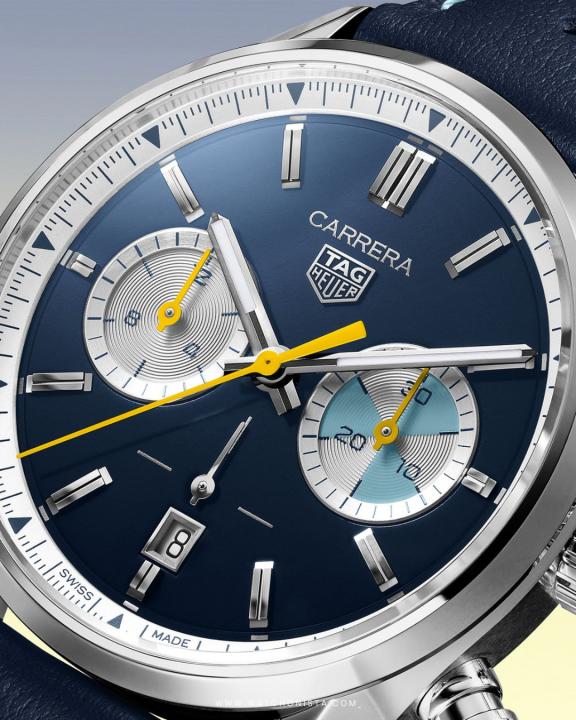 TAG Heuuer Carrera Chronograph blue brown and white