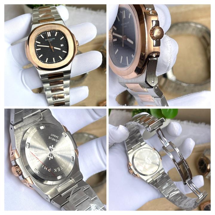 Patek Philipe Nautilus  Premium Quartz Two Tone Black AT470