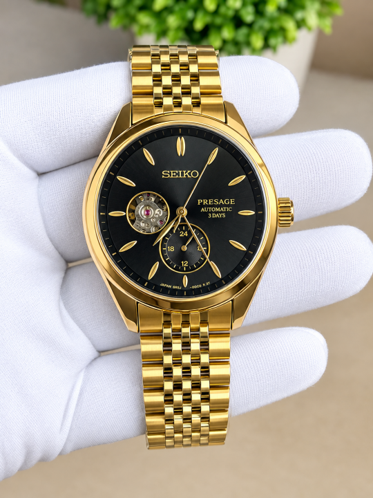 Seiko Presage Automatic Gold Black Dial AT499