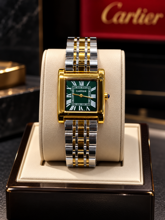 CARTIAR DUAL TONE GREEN DIAL PREMIUM WATCH