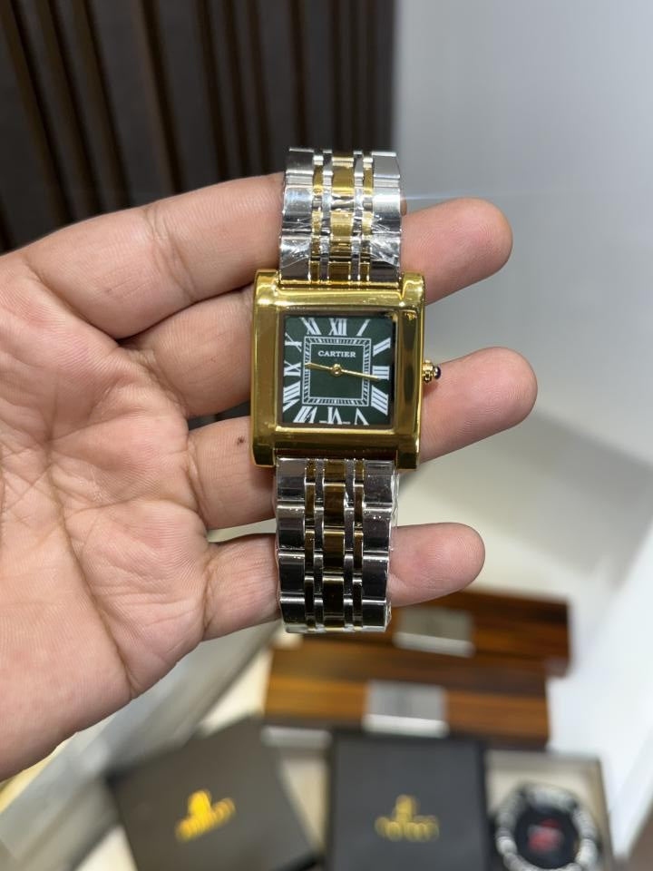 CARTIAR DUAL TONE GREEN DIAL PREMIUM WATCH