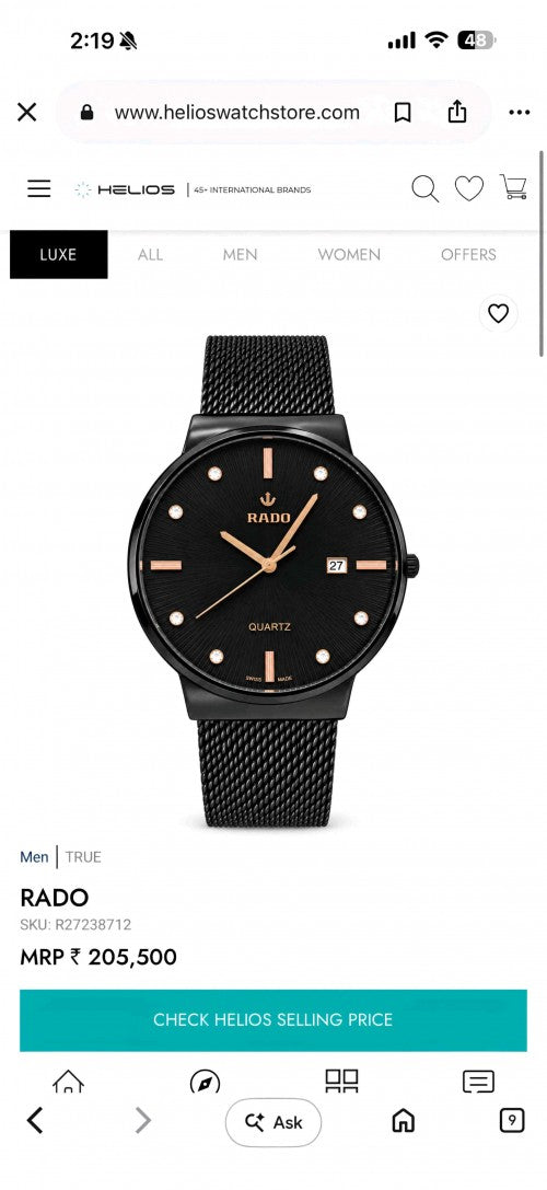 Raado classic slim Mens black copper F1021