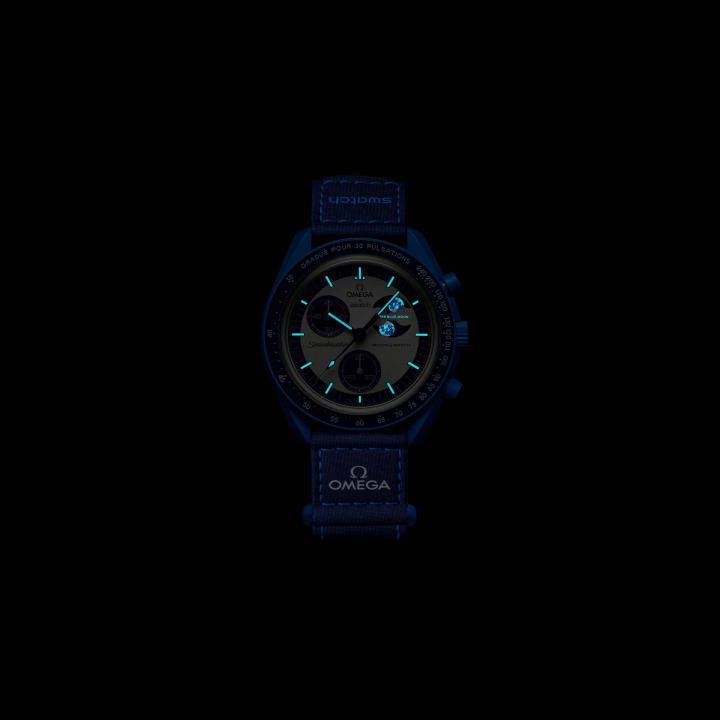 OMEGHA SWACH MOON CHRONOGRAPH BLUE AT317