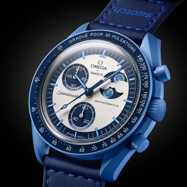 OMEGHA SWACH MOON CHRONOGRAPH BLUE AT317