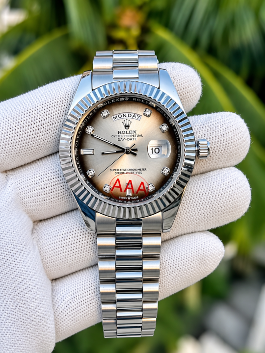 ROLLEX DAYDATE SILVER DIAMOND GREY DIAL AT299