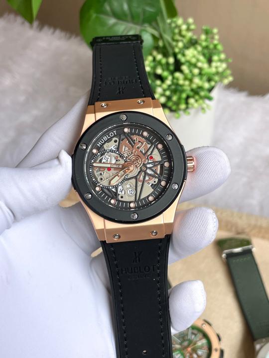 HUBLOT CLASSIC FUSION GOLD BLACK LEATHER BELT AT156
