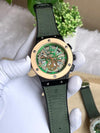 HUBLOT NON CHRONO GOLD GREEN LEATHER BELT AT157