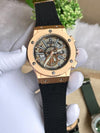 HUBLOT NON CHRONO GOLD BLACK LEATHER BELT AT157