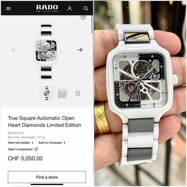 Raado True Square Automatic Open Heart Diamonds Limited Edition white black