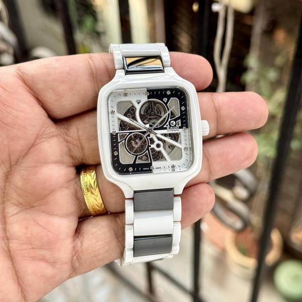 Raado True Square Automatic Open Heart Diamonds Limited Edition white black