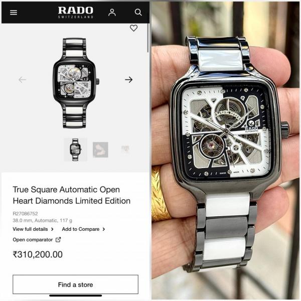 Raado True Square Automatic Open Heart Diamonds Limited Edition black white
