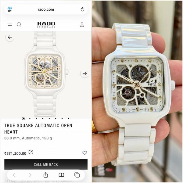 Raado True Square Automatic Ceramic- White-Gold Diamond