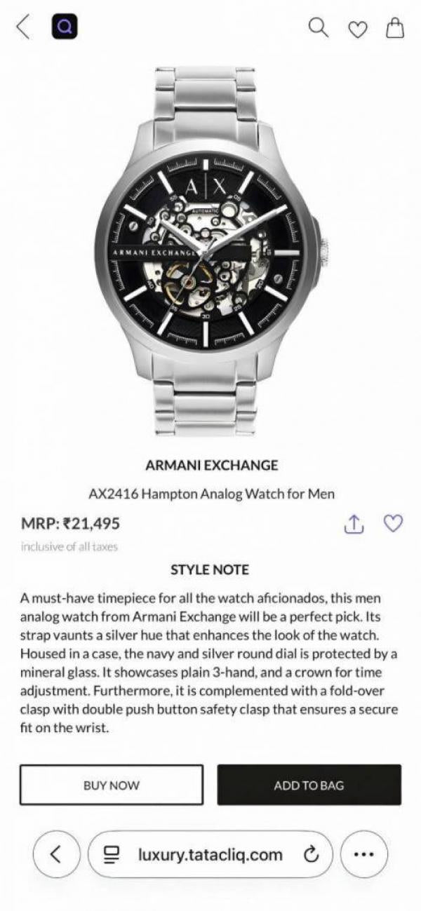 Armaann_i Exchange Ax2418 Hampton Automatic silver Black