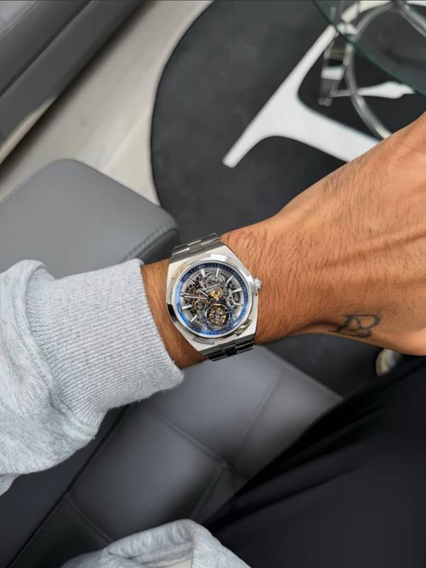 Vacheron Constentin Overseas Tourbillon Skeleton silver blue