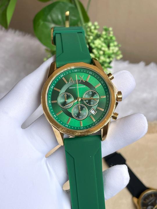 ArrWa%! Exchage AX1723 Chronograph GOLD GREEN AT382