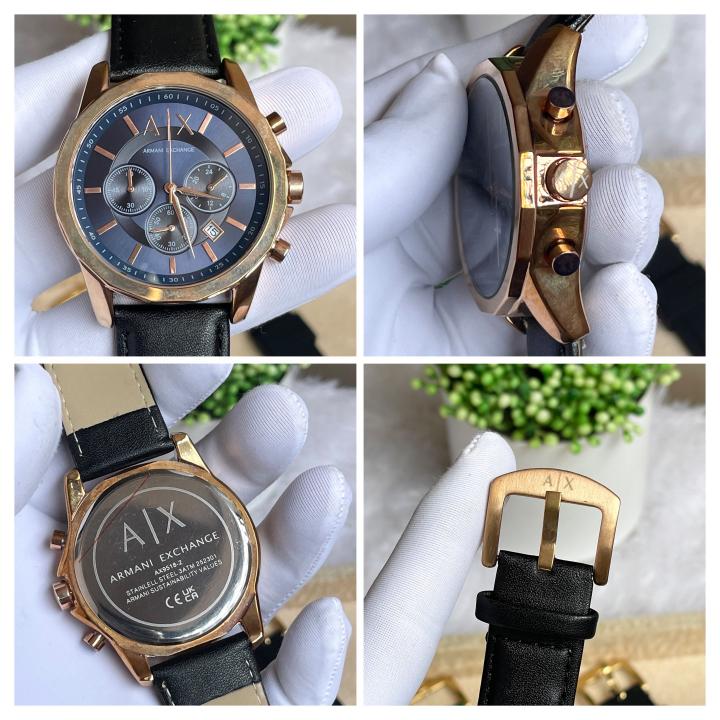 ArrWa%! Exchage AX1723 Chronograph Black Copper Blue Dial AT382