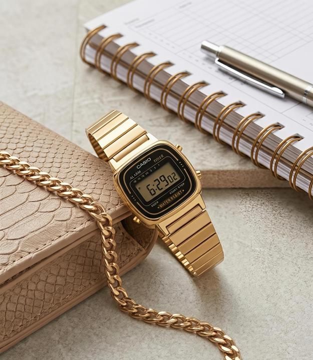 Casio Womens Vintage LA670 GOLD BLACK