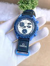 OMEGHA SWACH MOON CHRONOGRAPH BLUE AT317