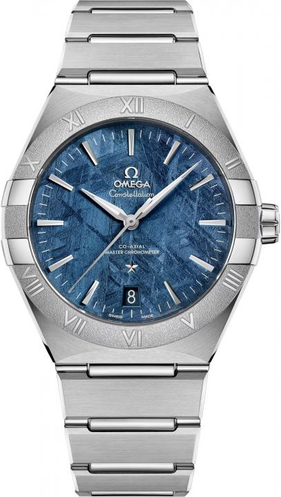Omegha Constellation 41 mm Meteorite Watch silver blue design