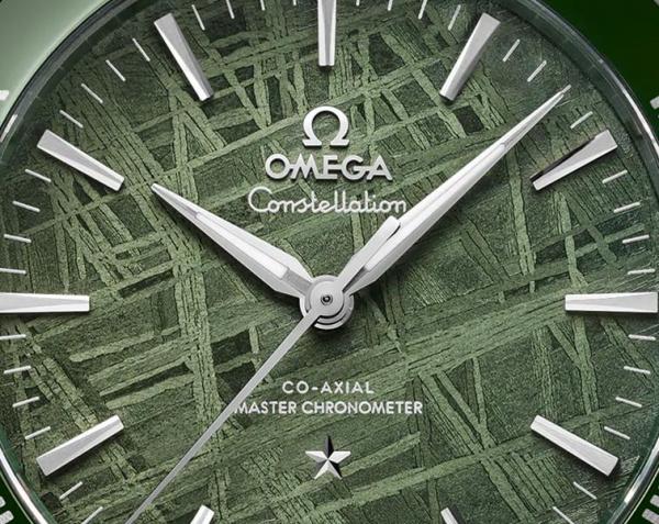 Omegha Constellation 41 mm Meteorite Watch silver green design