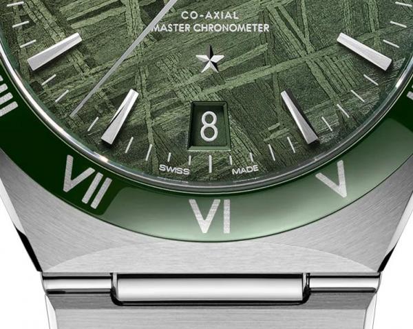 Omegha Constellation 41 mm Meteorite Watch silver green design