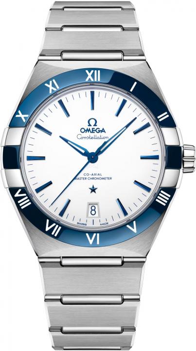 Omegha Constellation 41 mm Meteorite Watch silver white blue plan