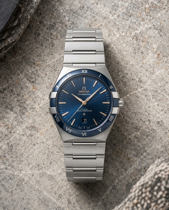 Omegha Constellation 41 mm Meteorite Watch silver Blue plan