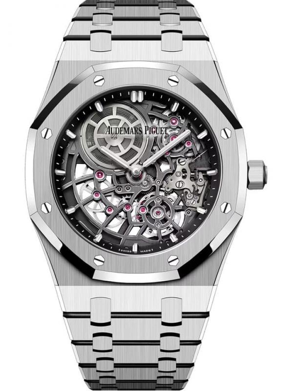 Audemar Piguet Royal Oak Jumbo Extra-Thin Openworked silver Black