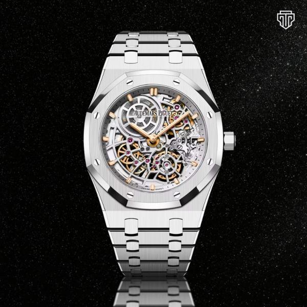Audemar Piguet Royal Oak Jumbo Extra-Thin Openworked silver white
