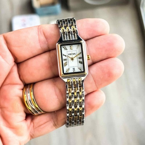 FOSSSIL_LADIES_GOLD-TT-WHITE