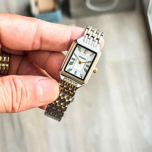 FOSSSIL_LADIES_GOLD-TT-WHITE