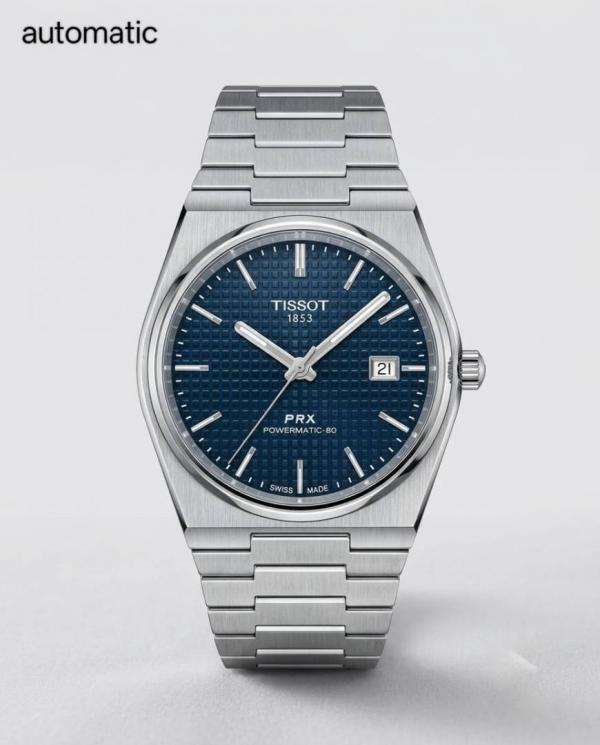 Tissoo_t 1853 Prx Automatic Top Quality  silver dark blue