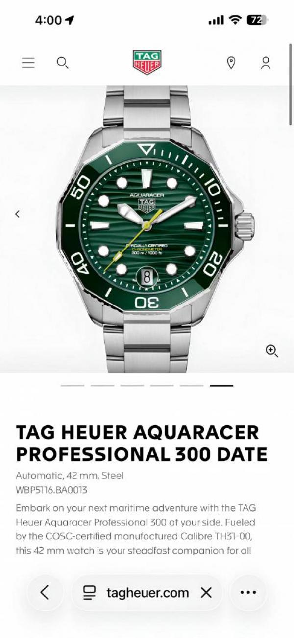 Tag_g Aquaracer Professional 200 Date Automatic Taitanum mate zik zake line silver green