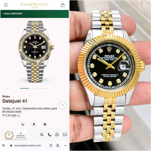 rollex_date just tow tone Black Diamond face F183