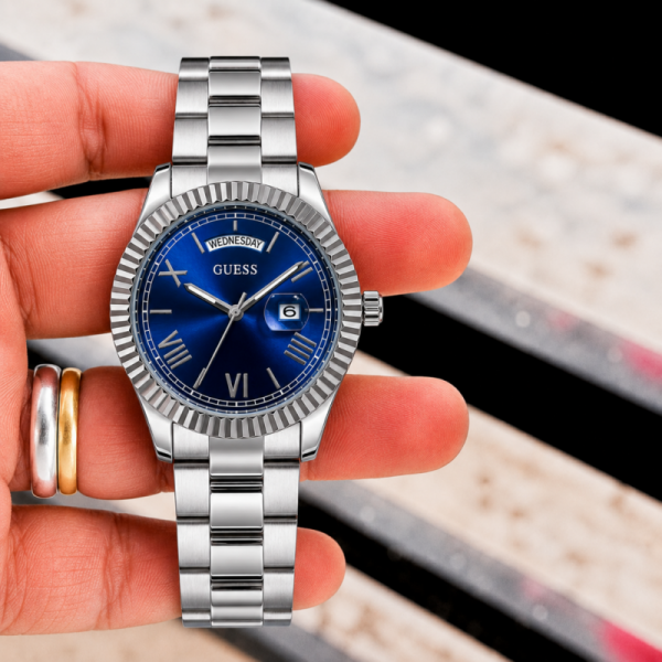 Gues s Day Date Men Silver Blue