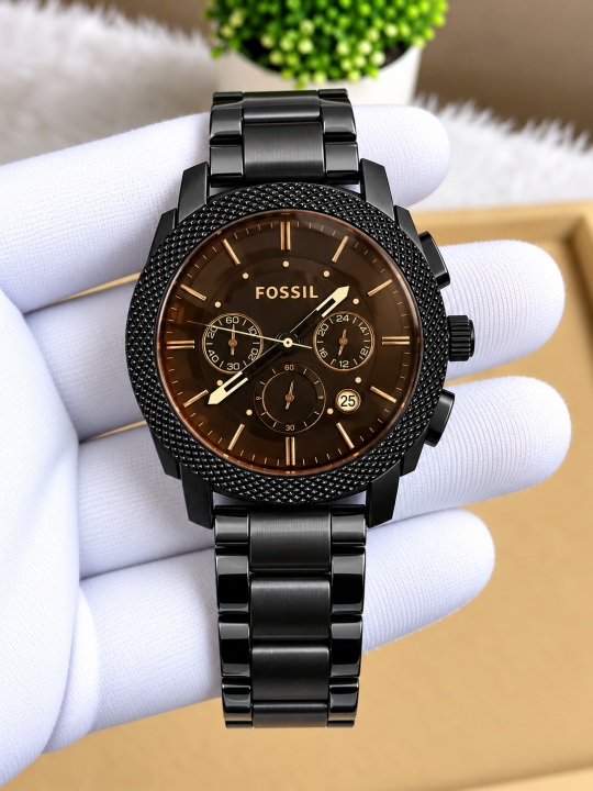 FOSIL MACHINE CHRONO BLACK BROWN HQ AT239