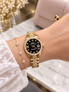 Roleex Women Oyster Perpetual Date Just Gold Black