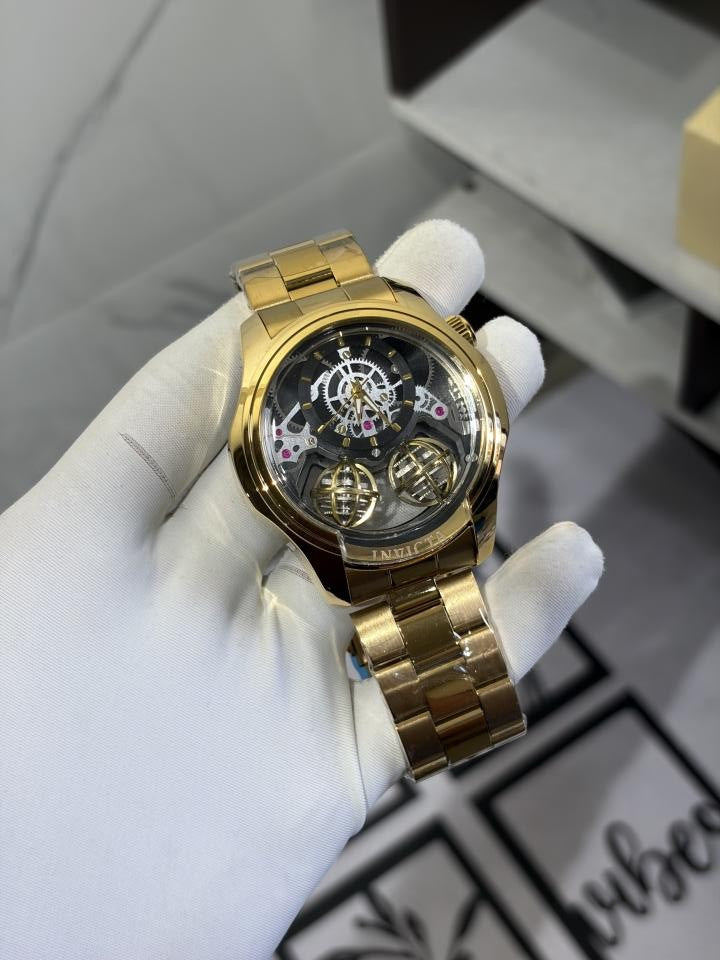 INVICTA TWIN AXIS SPECIALITY QUARTZ STORE GOLD BLACK 1109